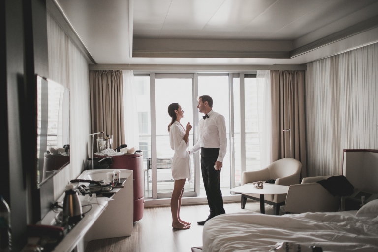 groom and bride getting ready photo 