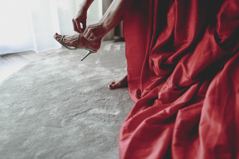 the couple getting ready in sun born hotel