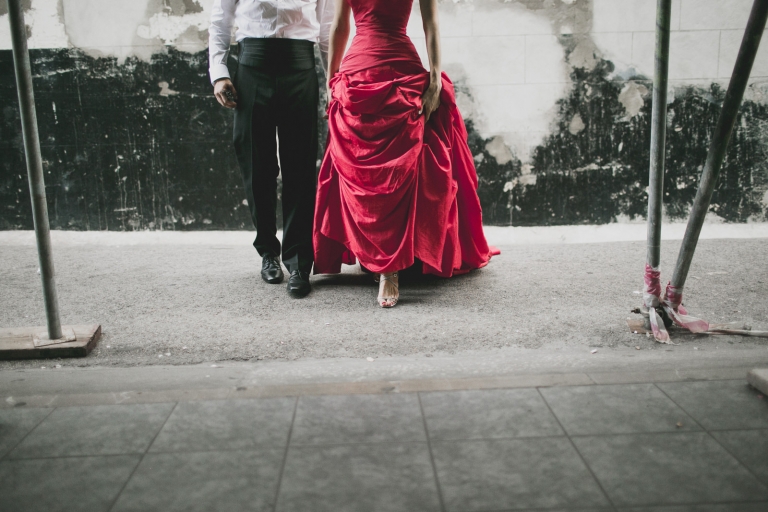 couple walking around the streets