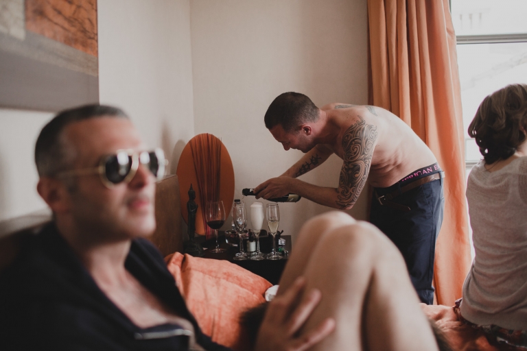 picture of the bride doing her makeup