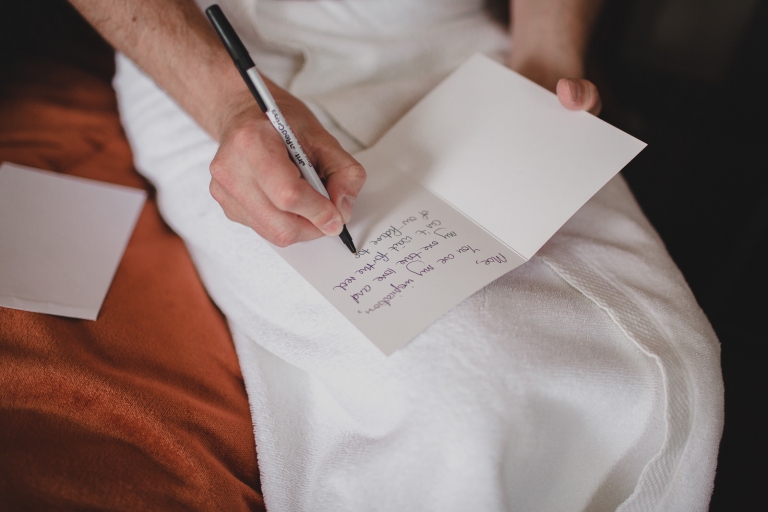 picture of the couple getting ready