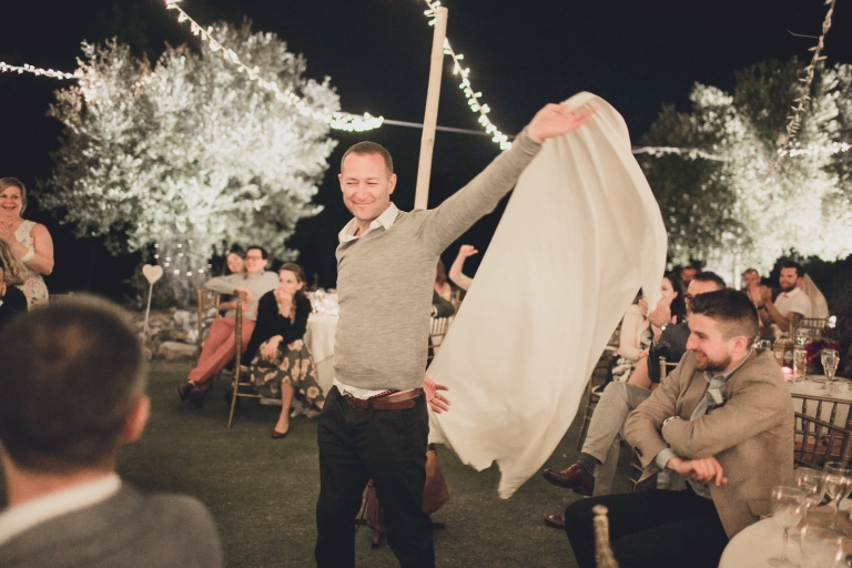 friend of the newlyweds doing silly things