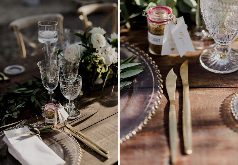 wedding reception table set up