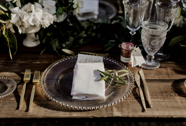 wedding reception table set up