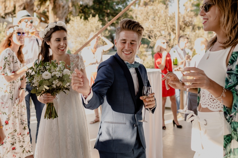 the groom dancing with the guests