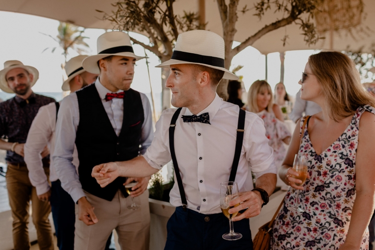 the groom dancing with the guests