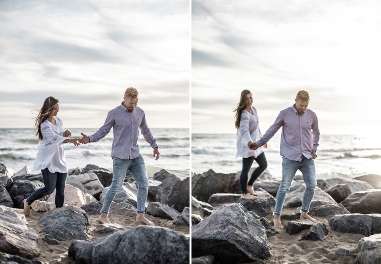 couple standing on rock